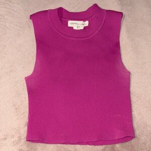 Pink Ribbed Cropped Tank Happily Grey S
